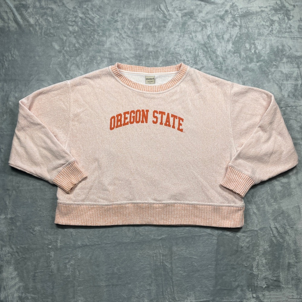Chicka-d Oregon State Beavers Womens Cropped‎ Sweatshirt Peach Large